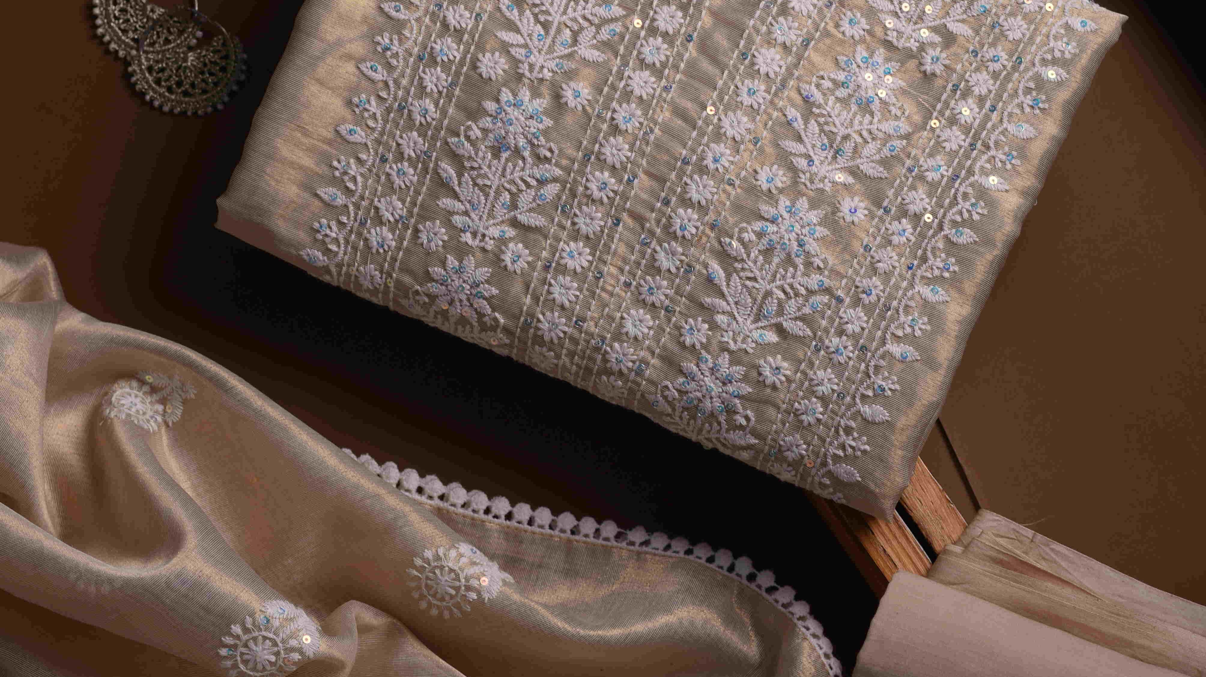 Chanderi unstitched suit fabrics and sarees