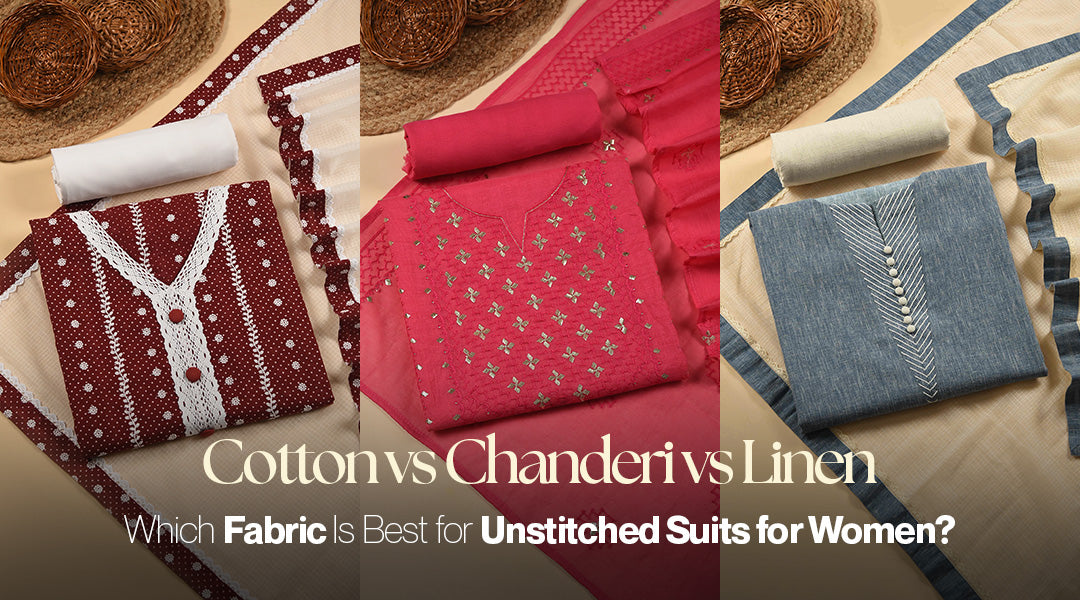 Cotton vs Chanderi vs Linen: Which Fabric Is Best for Unstitched Suits for Women?