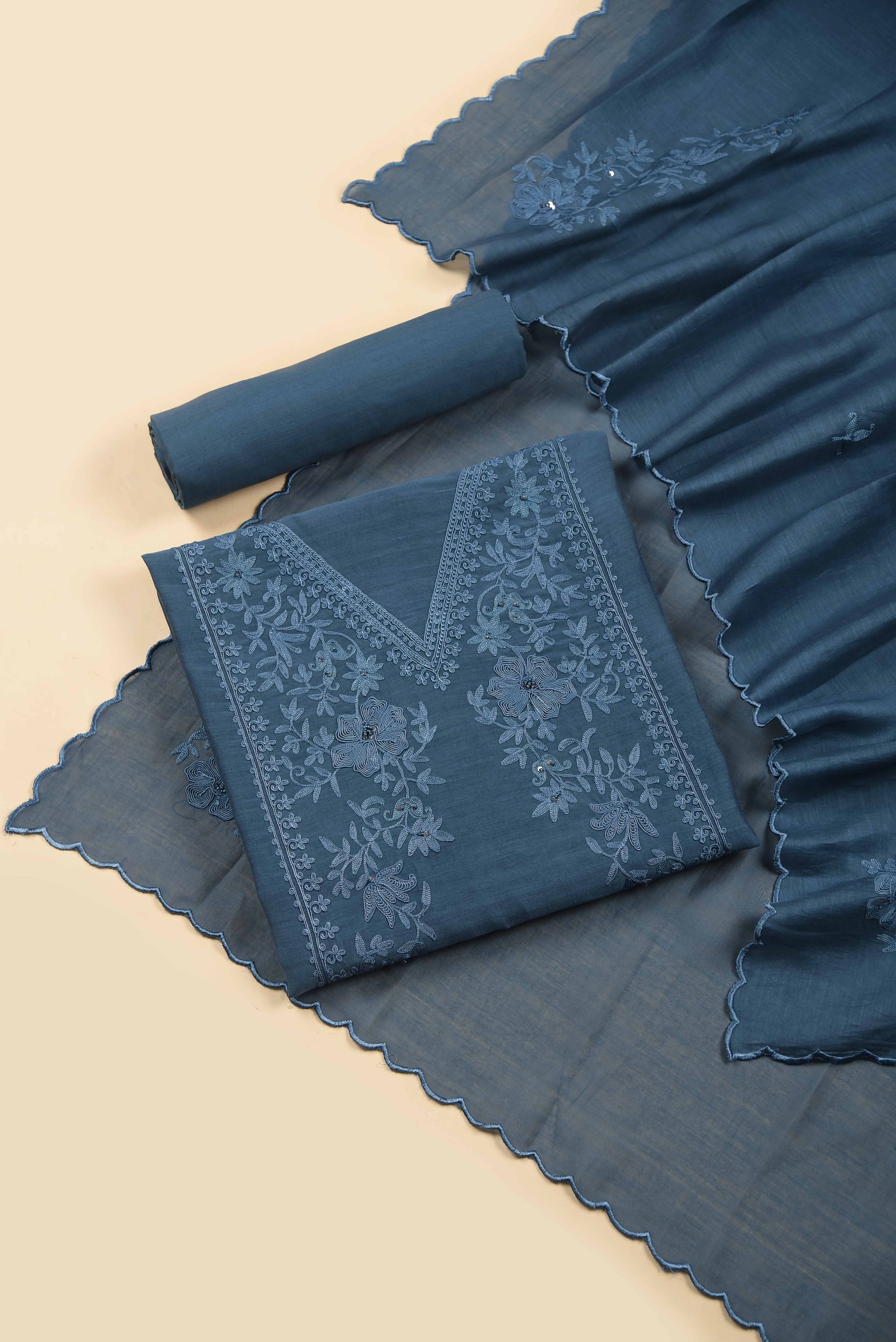 Premium Mul Chanderi Unstitched Suit Sets