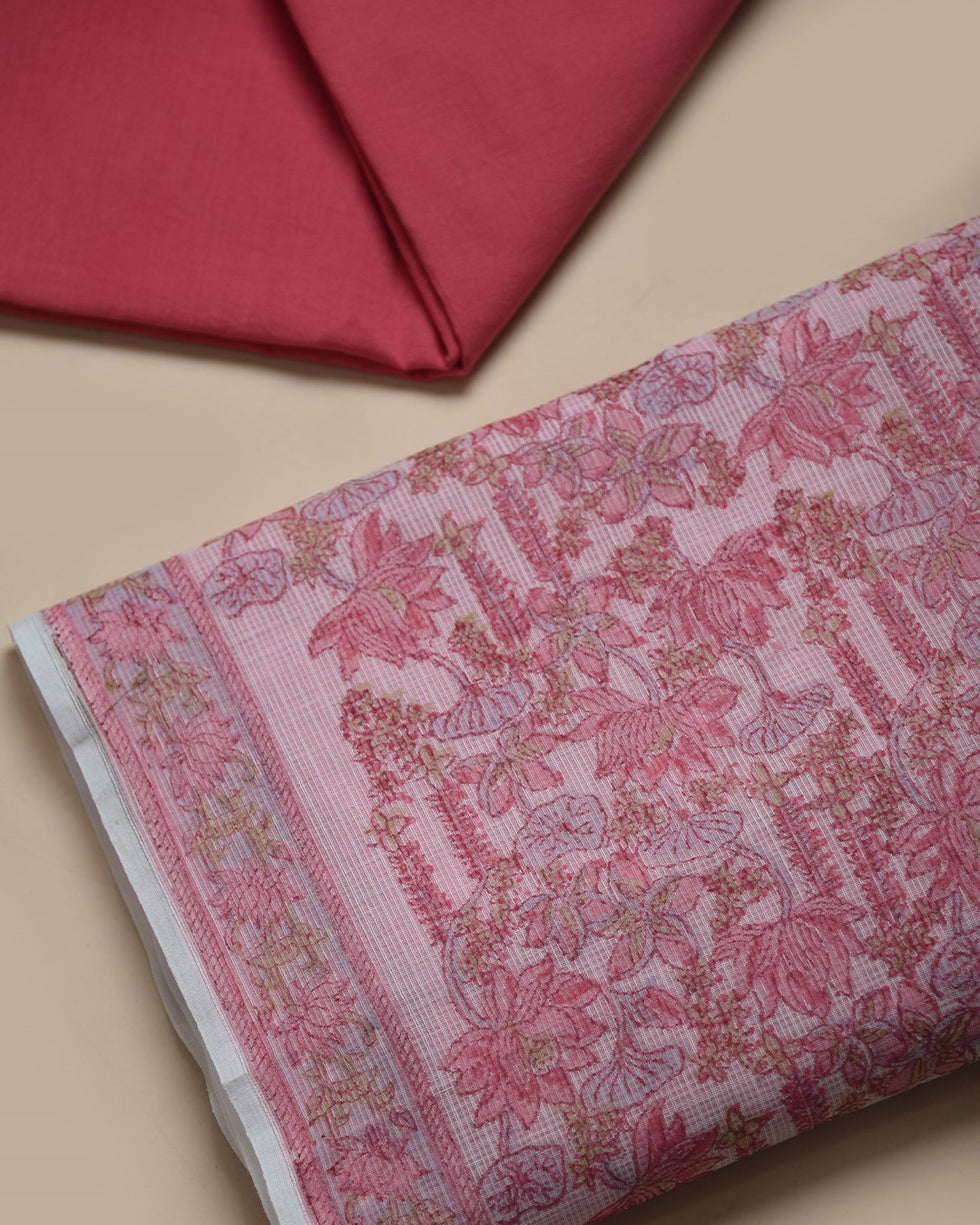 Pink - Karnataka Khun Mercerised Cotton 3pc Unstitched Dress Material 10 main image 0